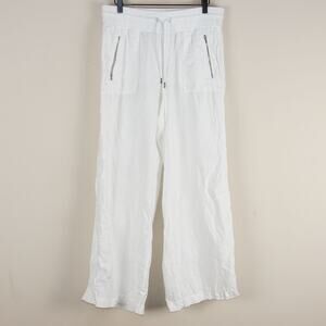 Athltea Cabo Linen Wide Leg Mid Rise Pull On Pants Sz 10